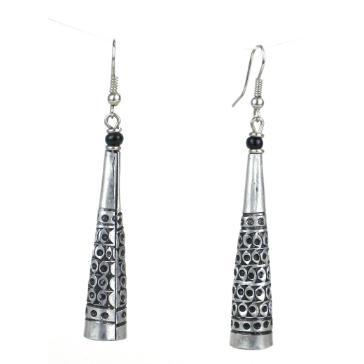 Stamped Recycled Cooking Pot 'Cone' Earrings